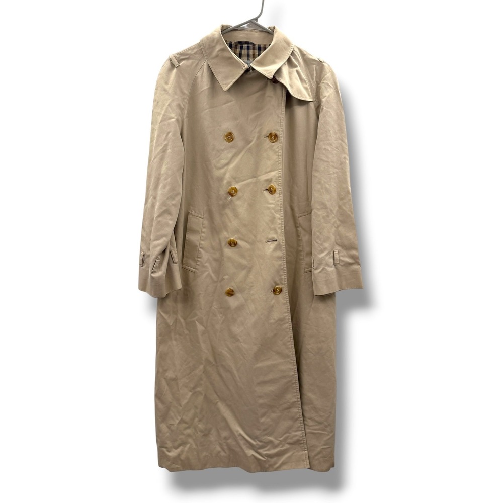 Aquascutum Aqua 5 Trench Coat Womens 12 Tan Vintage Made England Double Breasted